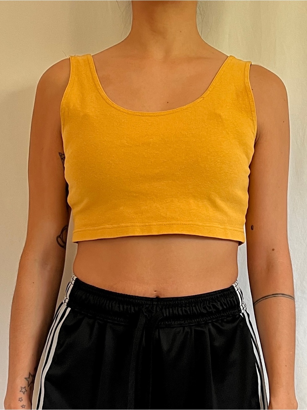 Spice of Life Vintage 80s/90s Yellow Crop Tank Top - Casual Scoop Neck